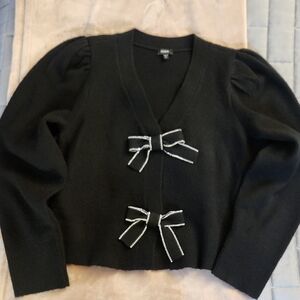 Black Sweater with Bow Accents